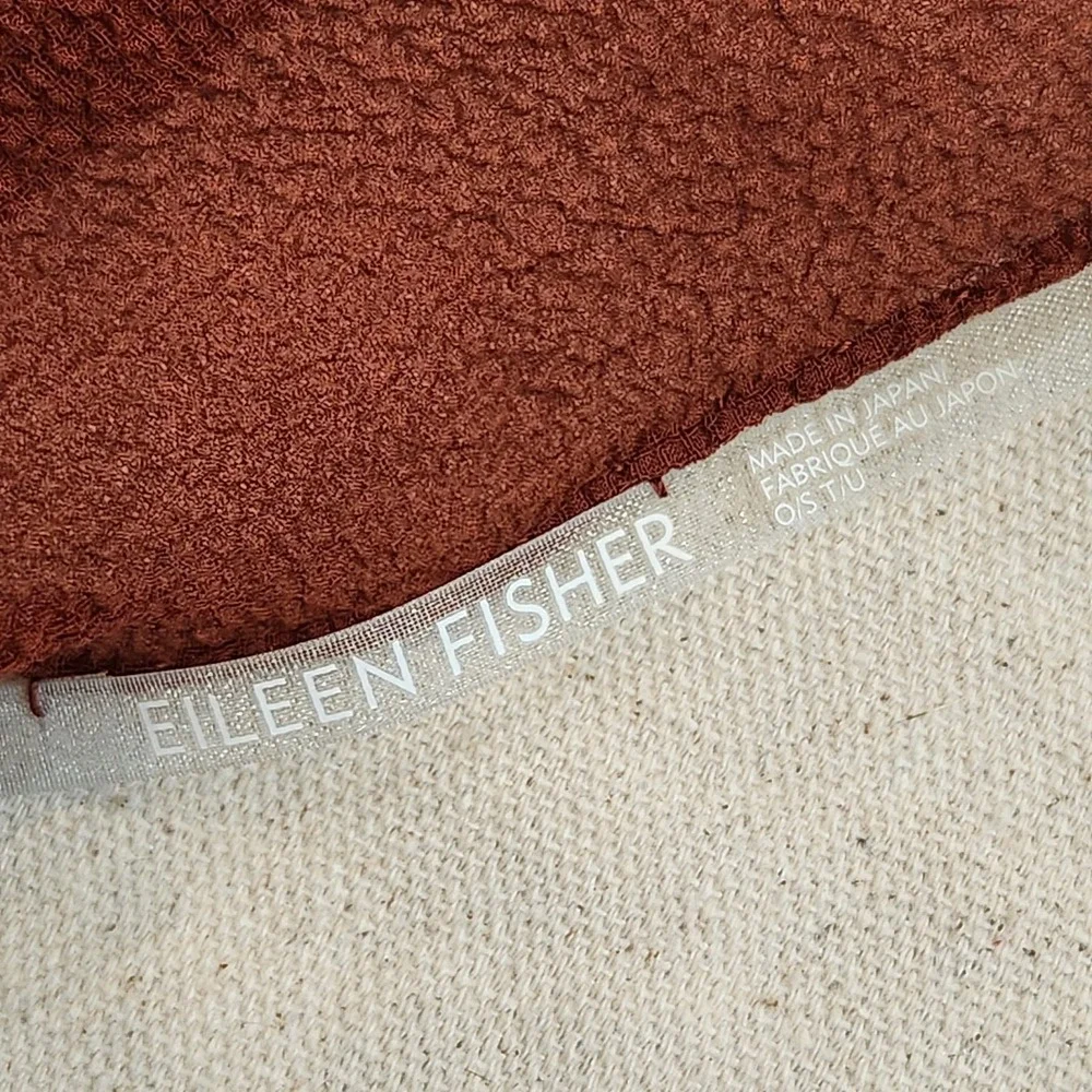 Eileen Fisher Silk Crinkled Scarf Brown Beige Shibori Tie Dye Made in Japan OS